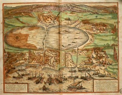 Mapa de Túnez, Túnez, del Civitates Orbis Terrarum de Georg Braun y Franz Hogenberg de Georg Braun and Hogenberg Franz