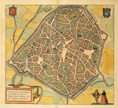 Mapa de Valenciennes de Civitates Orbis Terrarum por Georg Braun de Georg Braun and Hogenberg Franz