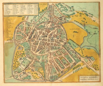 Mapa de Vicenza de Civitates Orbis Terrarum por Georg Braun de Georg Braun and Hogenberg Franz