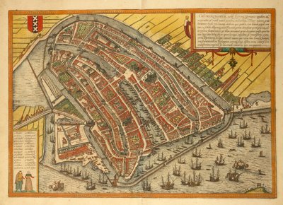 Mapa de la ciudad, de Civitates Orbis Terrarum por Georg Braun de Georg Braun and Hogenberg Franz