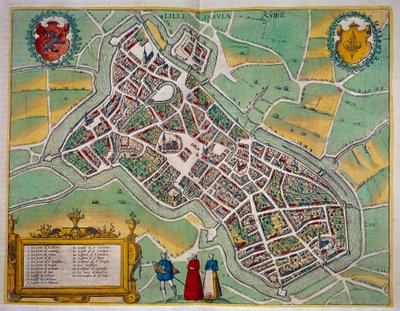 Mapa de la ciudad de Lille de “Civitates Orbis Terrarum” por Georg Braun (1541-1622) y Frans Hogenberg (1535-1590) Alrededor de 1572-1617. París, B.N. de Georg Braun and Hogenberg Franz