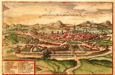 Montpellier, Francia de Georg and Hogenberg Franz (1535 90) Braun