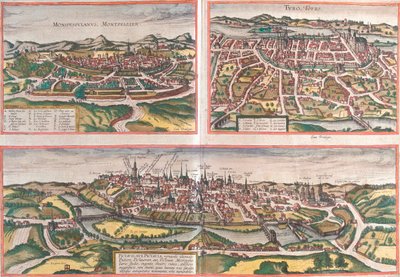 Montpellier, Tours, Poitiers, Francia de Georg and Hogenberg Franz (1535 90) Braun