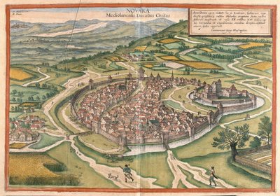 Novara, región del Piamonte, Italia de Georg Braun and Hogenberg Franz