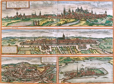 Núremberg, Ulm, Salzburgo, Lindau, Alemania, Austria de Georg and Hogenberg Franz (1535 90) Braun