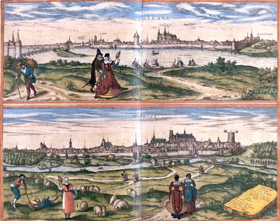 Orleans, Bourges, Francia de Georg and Hogenberg Franz (1535 90) Braun