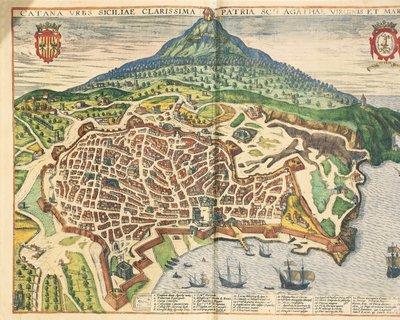 La ciudad de Catania, de Civitates Orbis Terrarum de Georg Braun and Hogenberg Franz