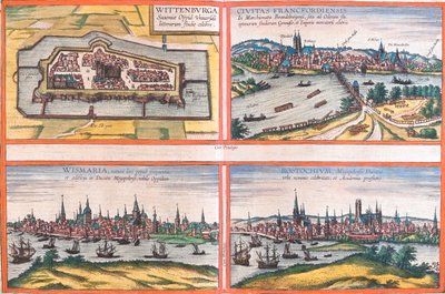Wittenberg, Fráncfort, Wismar, Rostock, Alemania de Georg and Hogenberg Franz (1535 90) Braun