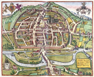 Exeter, Inglaterra de Georg Braun and Hogenberg Franz