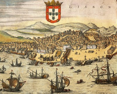 Mapa de la Ciudad de Lisboa, de Civitates Orbis Terrarum por Georg Braun y Franz Hogenberg (grabado) de Georg Braun and Hogenberg Franz