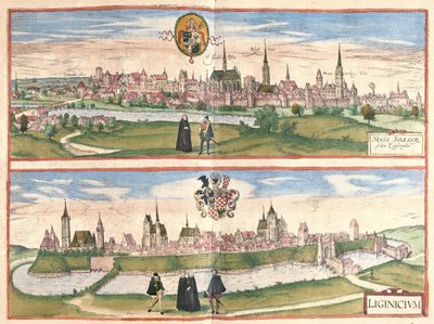Nysa y Legnica (Lignica), Polonia de Georg Braun and Hogenberg Franz