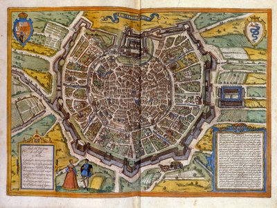 Plano de Milán en 1585 del Atlas de Braun & Hogenberg de Georg Braun and Hogenberg Franz