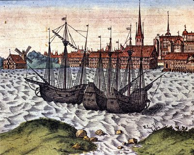 El puerto de Lubeck según el Theatrum Orbis Terrarum de Braun y Hogenberg. Siglo XVII de Georg Braun and Hogenberg Franz