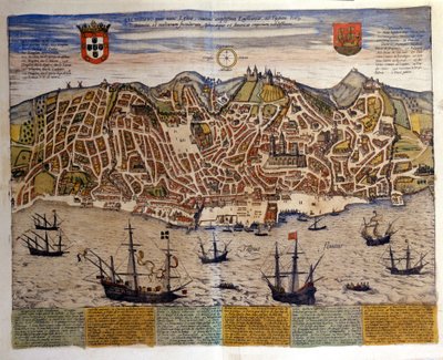 Vista de Lisboa a finales del siglo XVI. Atlas “Civitates Orbis Terrarum” de Braun y Hogenberg de Georg Braun and Hogenberg Franz
