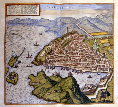 Vista de Marsella del Atlas de Braun y Hogenberg de Georg Braun and Hogenberg Franz