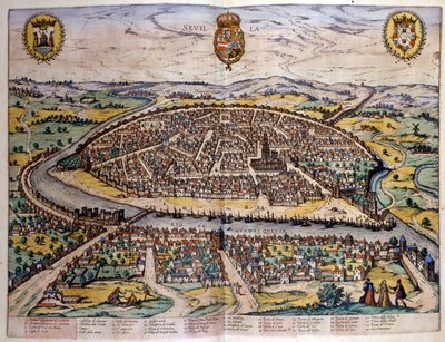 Vista de Sevilla según el Atlas de Braun y Hogenberg de Georg Braun and Hogenberg Franz