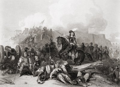 El asalto de Bristol, 26 de julio de 1643, grabado por J.C. Varrall de George (after) Cattermole