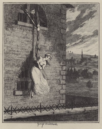 Ilustración para Jack Sheppard de George (after) Cruikshank