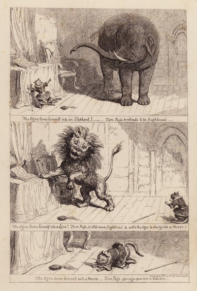 El Gato con Botas (grabado) de George (after) Cruikshank