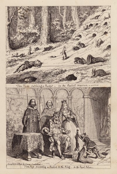 El Gato con Botas (grabado) de George (after) Cruikshank