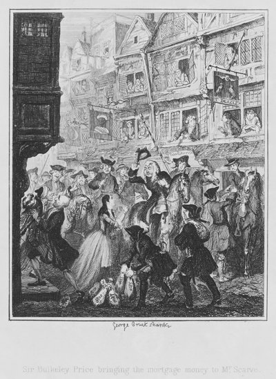 Sir Bulkeley Price llevando el dinero de la hipoteca al Sr. Scarve de George (after) Cruikshank