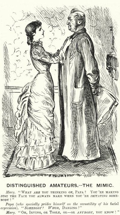 Caricatura de Punch: Aficionados distinguidos - el Mimo (grabado) de George (after) Du Maurier