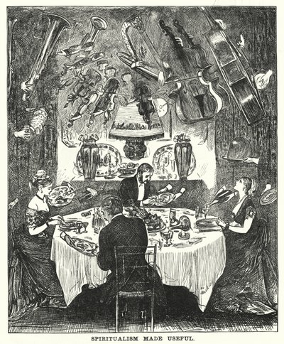 Caricatura de Punch: El Espiritismo Hecho Útil de George (after) Du Maurier