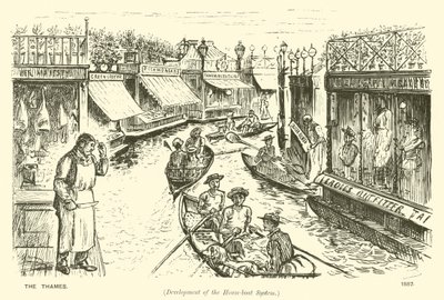 El Támesis (desarrollo del sistema de casas flotantes) de George (after) Du Maurier