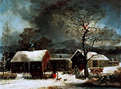 Escena de invierno en New Haven, c.1858 de George (after) Durrie