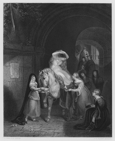 Lady Godiva, del cuadro en la Galería Vernon (grabado) de George (after) Jones
