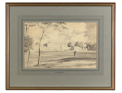 Carton House, Co. Kildare, sede del duque de Leinster (lápiz y aguada gris) de George (after) Petrie