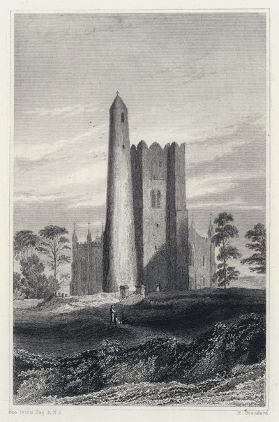 El Campanario de la Torre Redonda y la Iglesia de Swords (grabado) de George (after) Petrie
