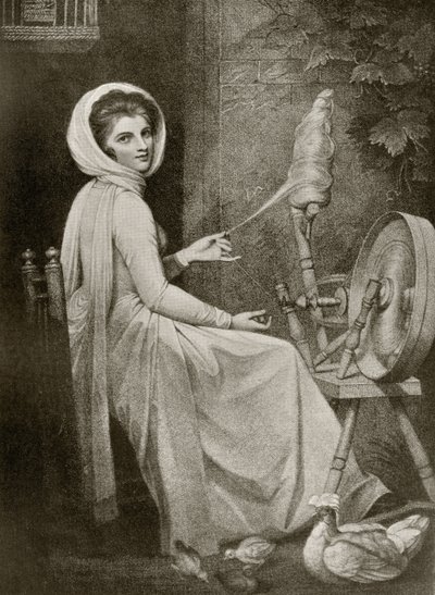 Lady Hamilton como La Hilandera, grabado por Thomas Cheesman, de 