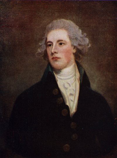 William Pitt el Joven, político conservador inglés y primer ministro (litografia en color) de George (after) Romney