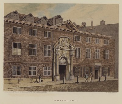 Blackwell Hall, Ciudad de Londres (litografía en color) de George (after) Shepherd