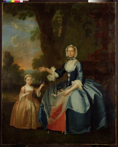 Retrato de la Sra. Dawson de Retford y su hija, c.1749 (óleo sobre lienzo) de George (attr.to) Stubbs
