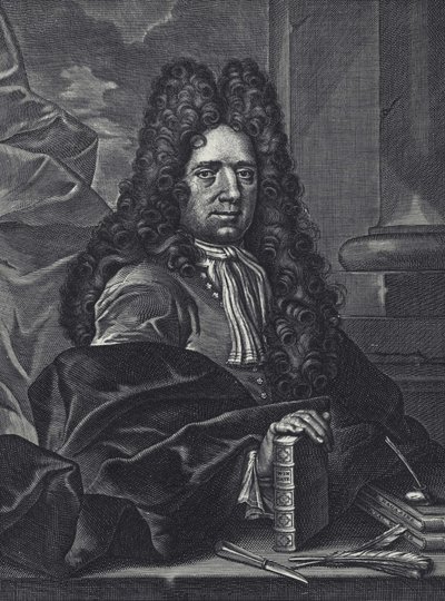 Retrato de George Shelley calígrafo inglés del siglo XVIII grabado por George Bickham. de George (c.1706–71) Bickham
