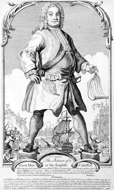 La estatura de un gran hombre o el coloso inglés de George (c.1706–71) Bickham