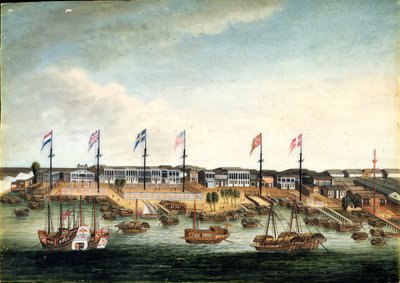 Los Hongos en Cantón, antes de 1820 (óleo sobre marfil) de George (follower of) Chinnery