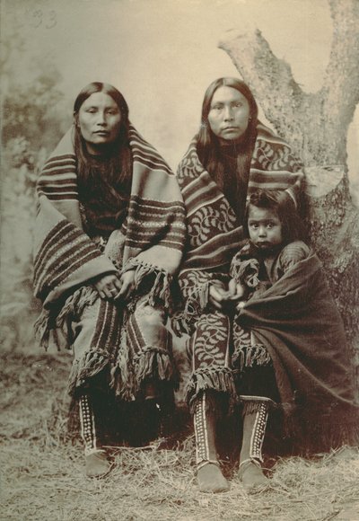 Dos mujeres comanches y un niño pequeño de George A. Addison