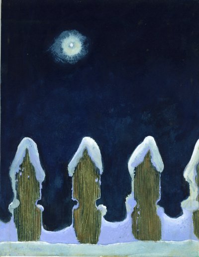 Cerca nevada a la luz de la luna, 1970s de George Adamson