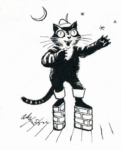 El gato con botas (plataforma de pared de ladrillo) de George Adamson