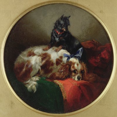 Spaniel de Blenheim y Terrier, después de J.F. Herring de George Armfield
