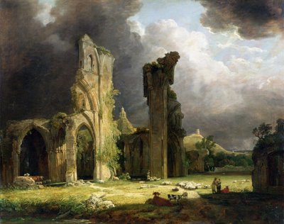 Abadía de Glastonbury con el Tor al fondo de George Arnald