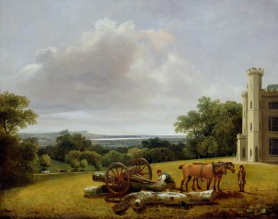 Carga de un vagón de madera en el castillo de Cave, Yorkshire de George Arnald