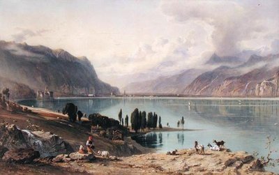 Una vista del lago de Ginebra de George Arthur Fripp