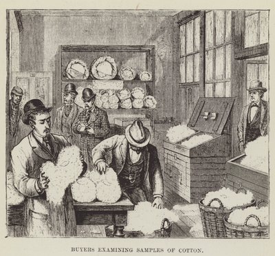 Compradores examinando muestras de algodón de George Augustus Sala