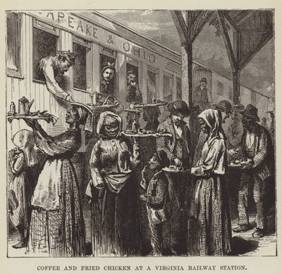 Café y pollo frito en una estación de ferrocarril en Virginia de George Augustus Sala