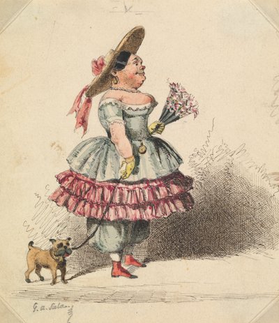 Doncella grotesca con perro de George Augustus Sala