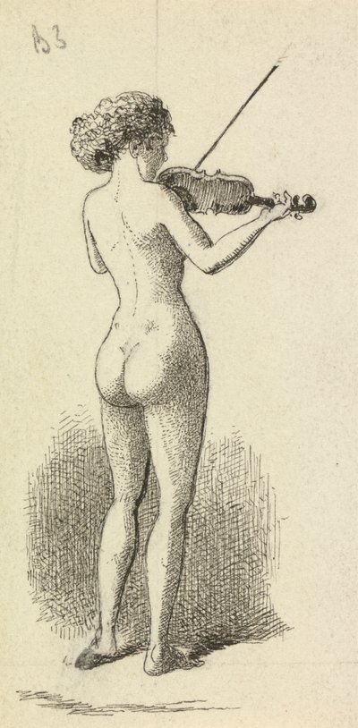 Mujer desnuda tocando el violín de George Augustus Sala